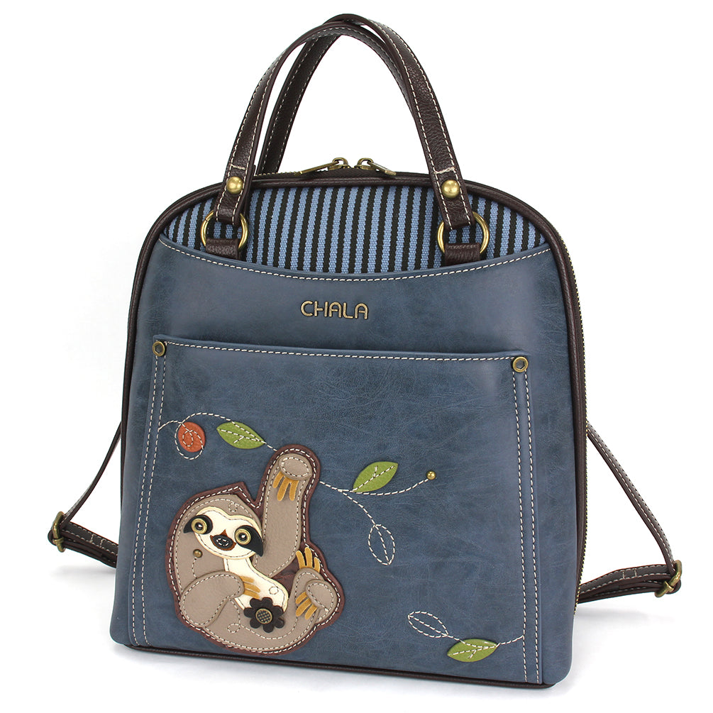 Chala Teal Sloth Applique Women’s Backpack Chala - convertible backpack purse – WillowCreek Jacksonville main image 4