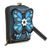 Chala Cute-C - Credit Card Holder / Wallet Wristlet - Blue Butterfly
