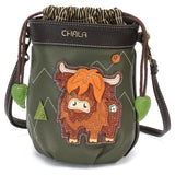 Chala Drawstring Bucket Bag - Highland Cow