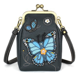 Chala Kisslock Cellphone Crossbody - Blue Butterfly