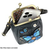 Chala Kisslock Cellphone Crossbody - Blue Butterfly