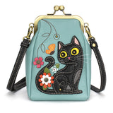 Chala Kisslock Cellphone Crossbody - Black Cat