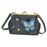 Chala Kisslock Crossbody Purse - Blue Butterfly