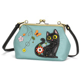 Chala Kisslock Crossbody Purse - Black Cat