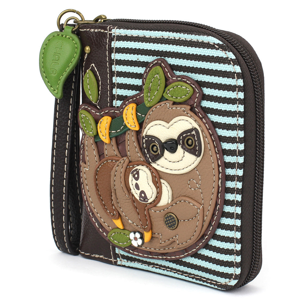 Zip Around Wallet - Sloth Family – Whimsical Bags