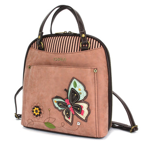 brown leather backpack with embroidered butterflies Restyle Gothic - Cinnamora Moth Embroidered butterfly patch Hand-Painted Monarch Butterfly Pink Cone
