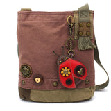 Chala Patch Crossbody Handbag - Ladybug Design In Olive Green, Adjustable Strap (Small)